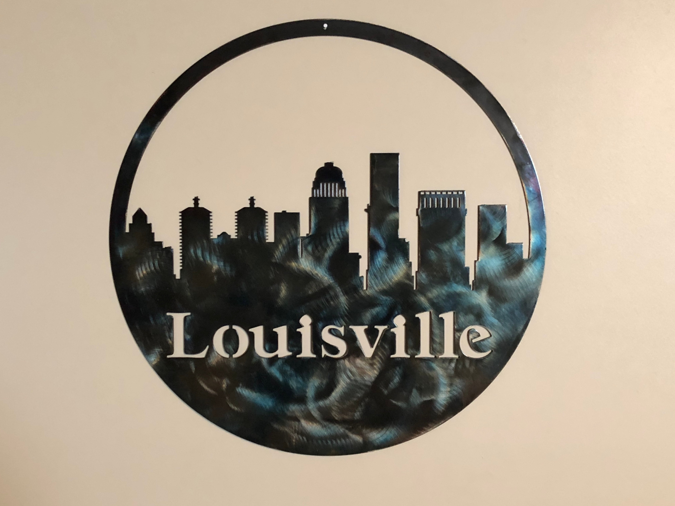Louisville, KY Stylized Skyline, Custom Slogan Keychain